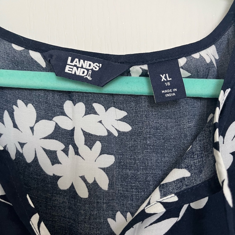 Lands' End Navy Maxi Dress with White Floral Print - Picture 3 of 4